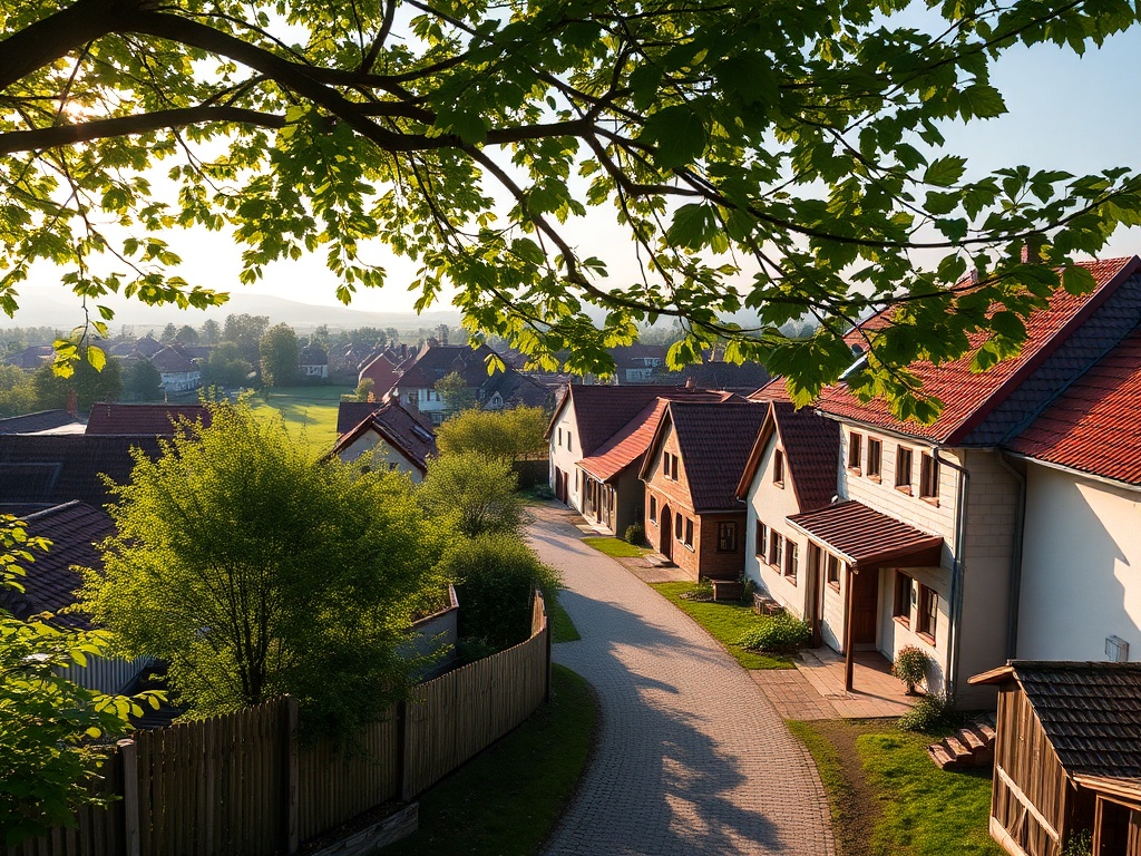 Widok na aleję kwitnących kasztanowców w Rejowcu Fabrycznym wiosną.